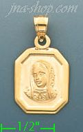 14K Gold Virgin Mary Stamped Charm Pendant