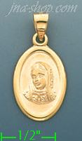 14K Gold Virgin Mary Stamped Charm Pendant