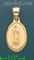 14K Gold Virgin of Guadalupe Stamped Charm Pendant