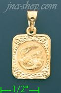 14K Gold Baptism Stamped Charm Pendant