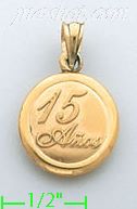 14K Gold 15 Años Hollow & Stamped Charm Pendant