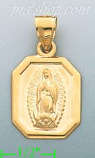 14K Gold Virgin of Guadalupe Stamped Charm Pendant