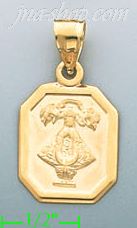 14K Gold Virgin of San Juan Stamped Charm Pendant