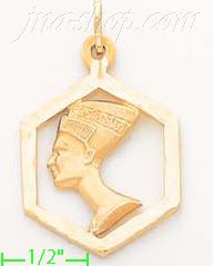 14K Gold Egyptian Nefertiti Italian Charm Pendant