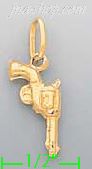 14K Gold Pistol Revolver Italian Charm Pendant