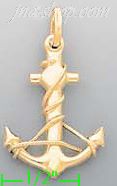 14K Gold Anchor w/Rope Italian Charm Pendant