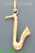 14K Gold Saxophone Charm Pendant