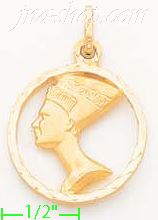 14K Gold Egyptian Nefertiti Italian Charm Pendant