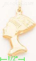 14K Gold Egyptian Nefertiti Italian Charm Pendant