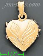 14K Gold Heart Locket Italian Locket Charm Pendant