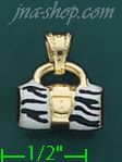 14K Gold 3D Zebra Purse Enamel Charm Pendant