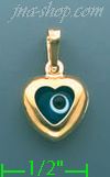 14K Gold Evil Eye Heart Charm Pendant