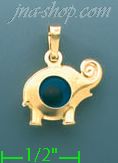 14K Gold Elephant w/Evil Eye Charm Pendant