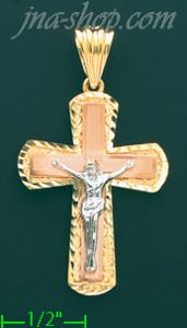 14K Gold Cross Crucifix Charm Pendant