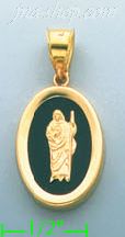 14K Gold Saint Jude Onyx Charm Pendant