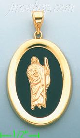 14K Gold Saint Jude Onyx Charm Pendant