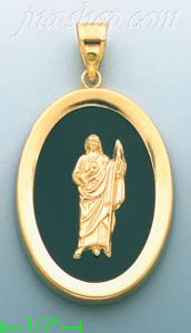 14K Gold Saint Jude Onyx Charm Pendant