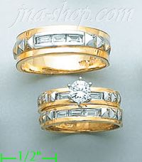 14K Gold CZ Wedding Set Rings