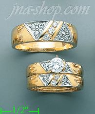 14K Gold CZ Wedding Set Rings