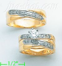 14K Gold CZ Wedding Set Rings