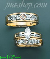 14K Gold CZ Wedding Set Rings