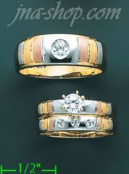 14K Gold CZ Wedding Set Rings