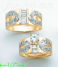 14K Gold CZ Wedding Set Rings