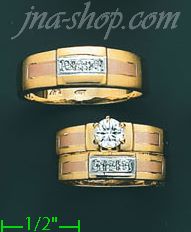 14K Gold CZ Wedding Set Rings