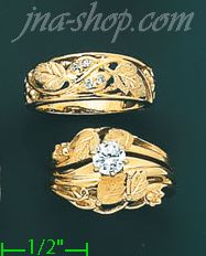 14K Gold CZ Wedding Set Rings