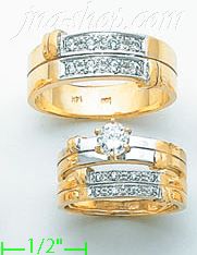 14K Gold CZ Wedding Set Rings