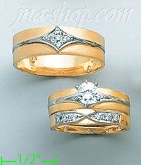 14K Gold CZ Wedding Set Rings