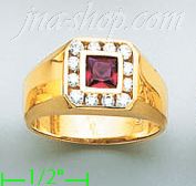 14K Gold High Polished Men's CZ Ring