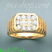 14K Gold High Polished Men's CZ Ring