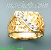 14K Gold High Polished Men's CZ Ring