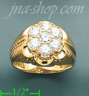 14K Gold High Polished Men's CZ Ring