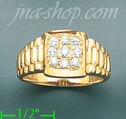 14K Gold High Polished Men's CZ Ring