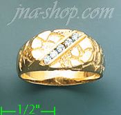 14K Gold High Polished Men's CZ Ring