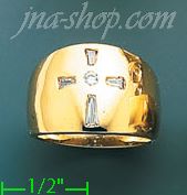 14K Gold High Polished Men's CZ Ring