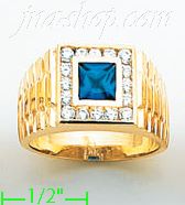 14K Gold High Polished Men's CZ Ring