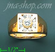 14K Gold High Polished Men's CZ Ring