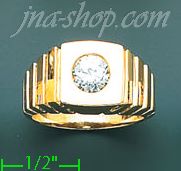 14K Gold High Polished Men's CZ Ring