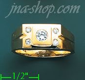 14K Gold High Polished Men's CZ Ring