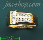 14K Gold High Polished Men's CZ Ring