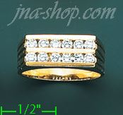 14K Gold High Polished Men's CZ Ring