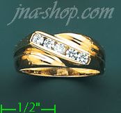 14K Gold High Polished Men's CZ Ring