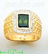 14K Gold High Polished Men's CZ Ring