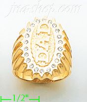 14K Gold High Polished Men's CZ Ring