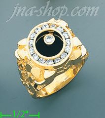 14K Gold Men's Onyx CZ Ring