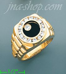 14K Gold Men's Onyx CZ Ring