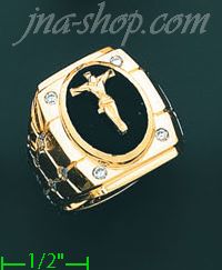 14K Gold Men's Onyx CZ Ring